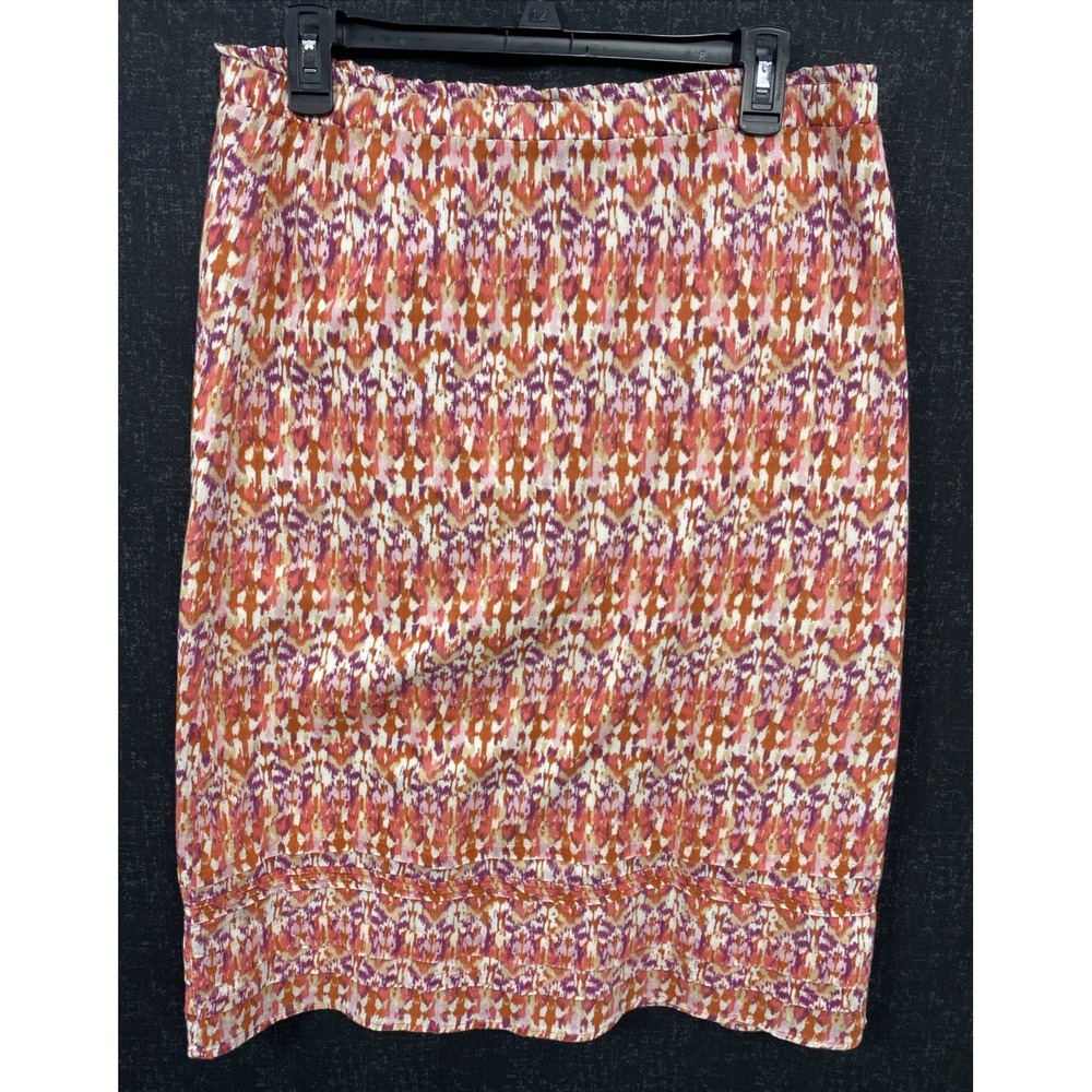 Eddie Bauer Skirt Womens Small Pink Orange Tie Dye AOP Midi Elastic Waist‎ Lined